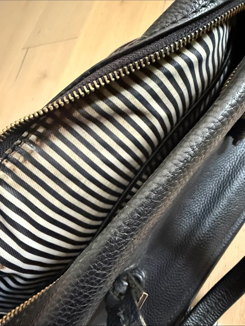 kate spade Black Pebbled Leather Satchel with Tassel